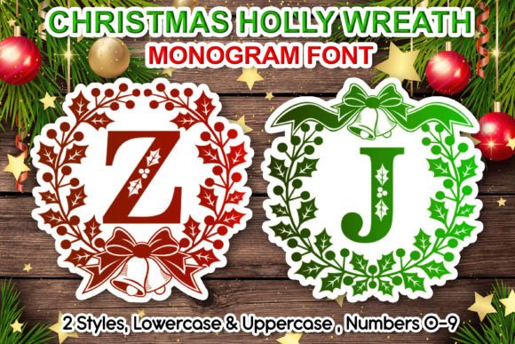 Holly Wreath Font for Web Design