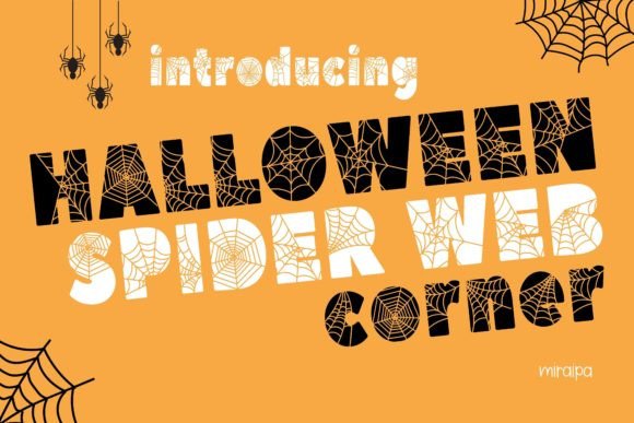 Spider Web Corner Font for Spooky Design